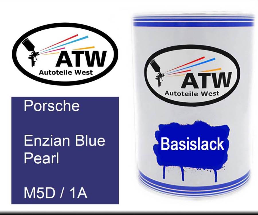 Porsche, Enzian Blue Pearl, M5D / 1A: 500ml Lackdose, von ATW Autoteile West.